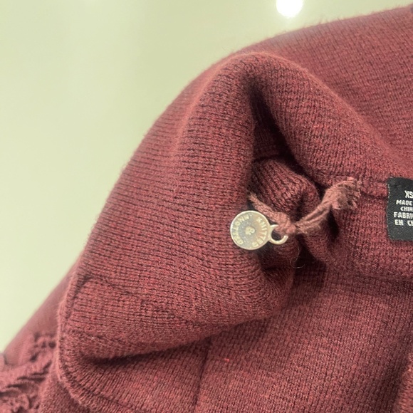 Knitted & Knotted Maroon Tunic Sweater With Lace Trim Sleeves, sz XS - Picture 6 of 8